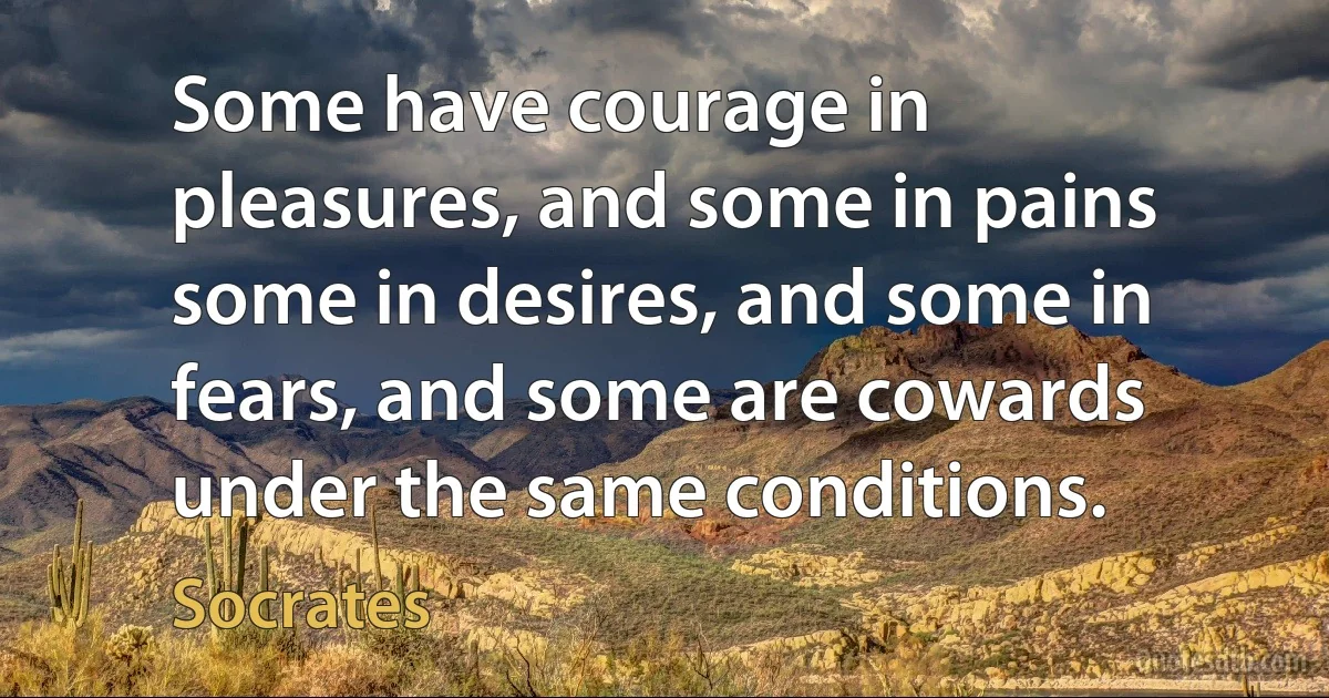 Some have courage in pleasures, and some in pains some in desires, and some in fears, and some are cowards under the same conditions. (Socrates)