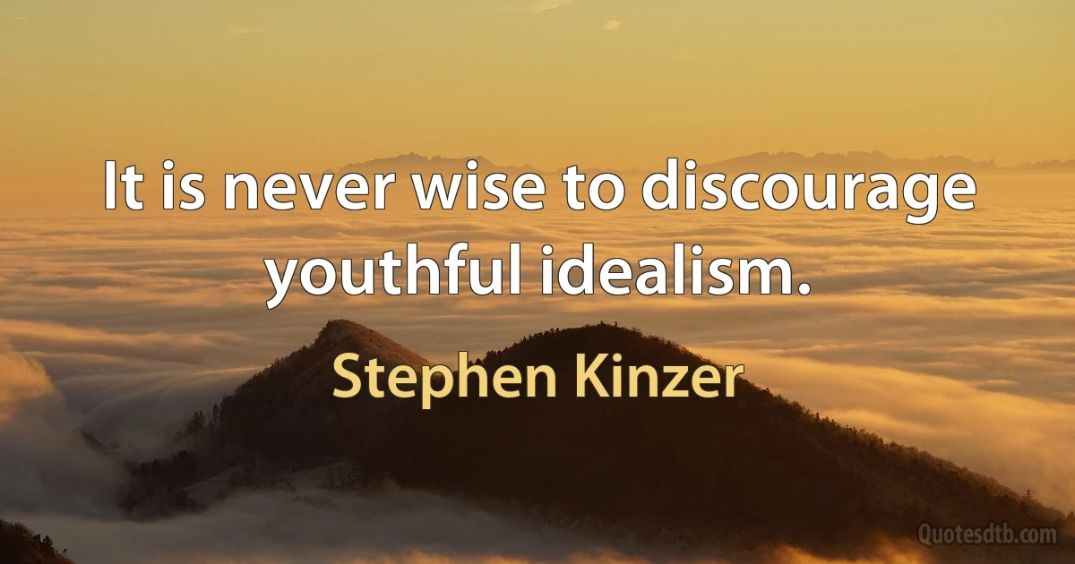 It is never wise to discourage youthful idealism. (Stephen Kinzer)