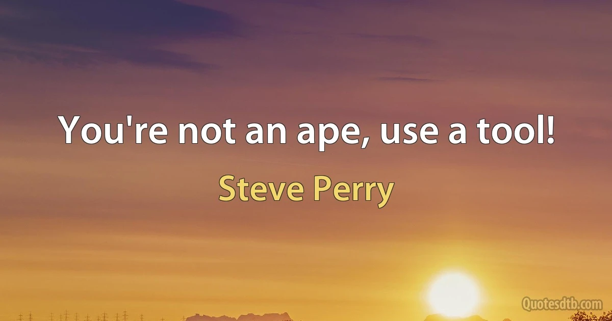 You're not an ape, use a tool! (Steve Perry)