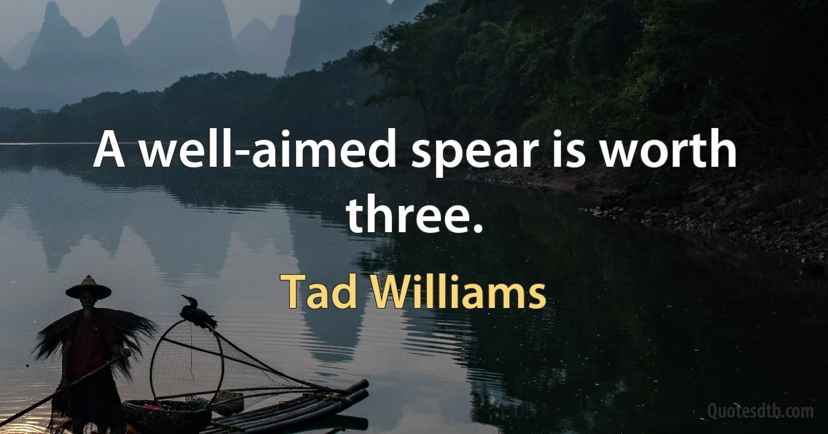 A well-aimed spear is worth three. (Tad Williams)