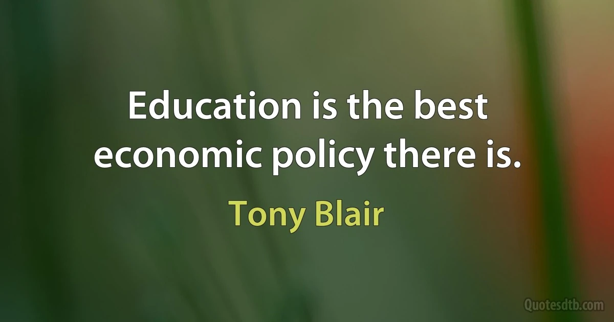 Education is the best economic policy there is. (Tony Blair)