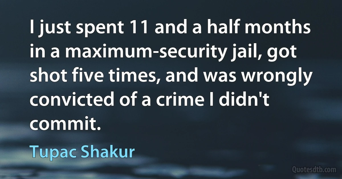 I just spent 11 and a half months in a maximum-security jail, got shot five times, and was wrongly convicted of a crime I didn't commit. (Tupac Shakur)