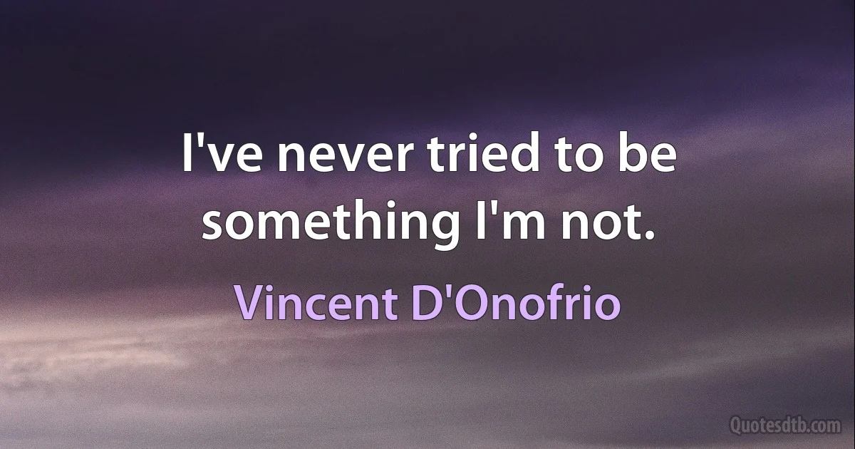 I've never tried to be something I'm not. (Vincent D'Onofrio)