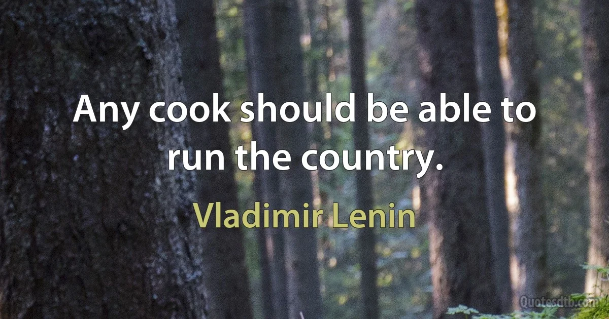 Any cook should be able to run the country. (Vladimir Lenin)