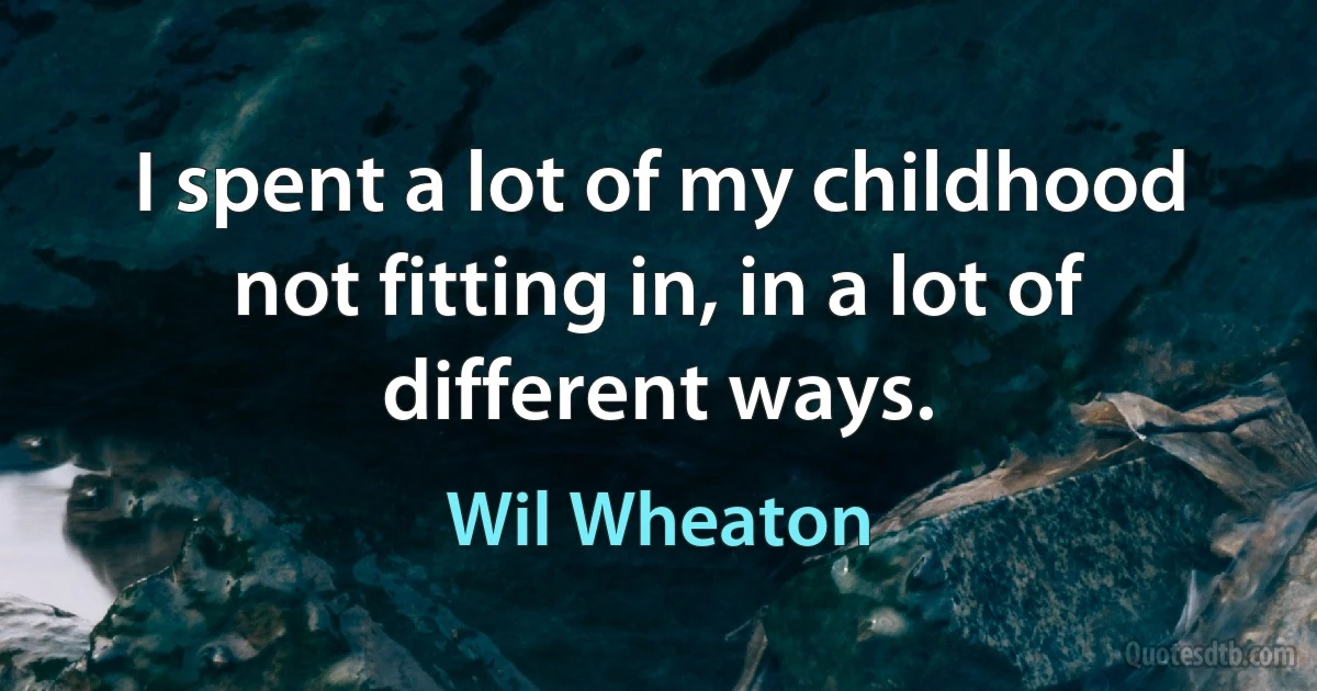 I spent a lot of my childhood not fitting in, in a lot of different ways. (Wil Wheaton)