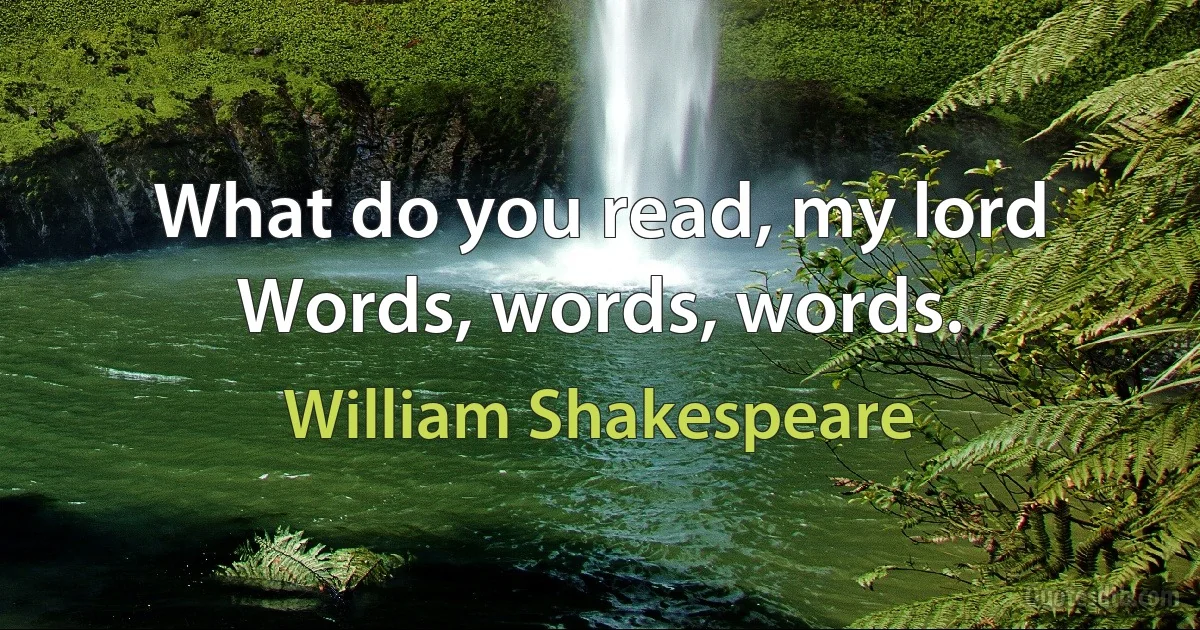 What do you read, my lord Words, words, words. (William Shakespeare)