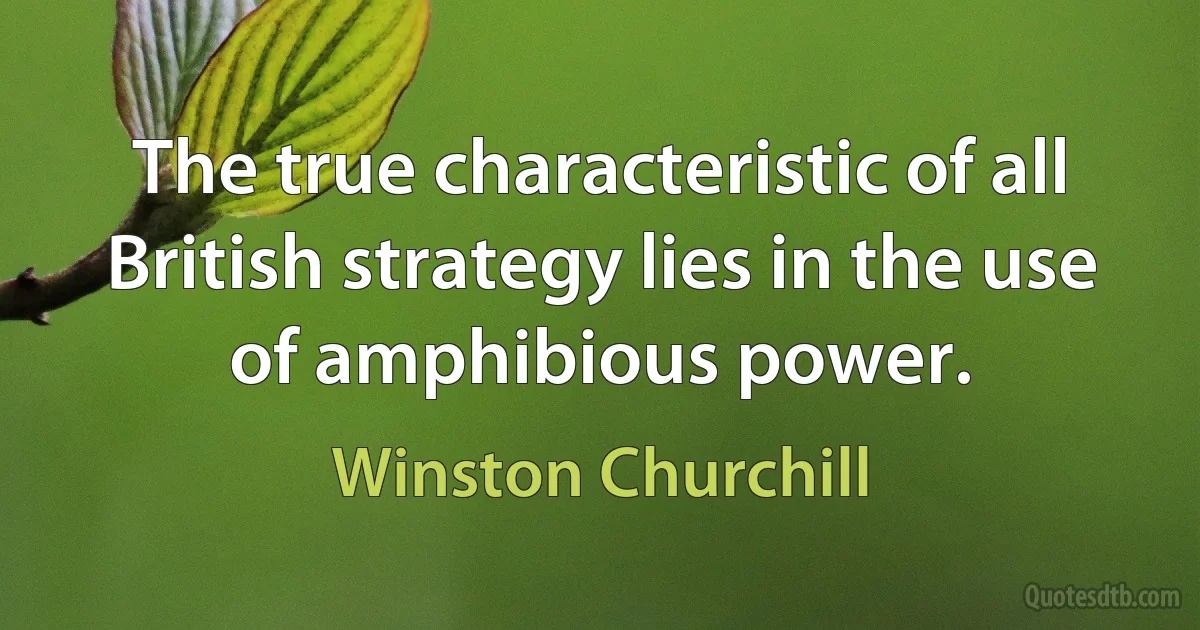 The true characteristic of all British strategy lies in the use of amphibious power. (Winston Churchill)