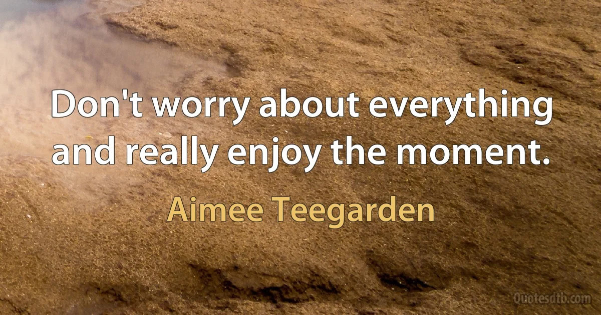 Don't worry about everything and really enjoy the moment. (Aimee Teegarden)