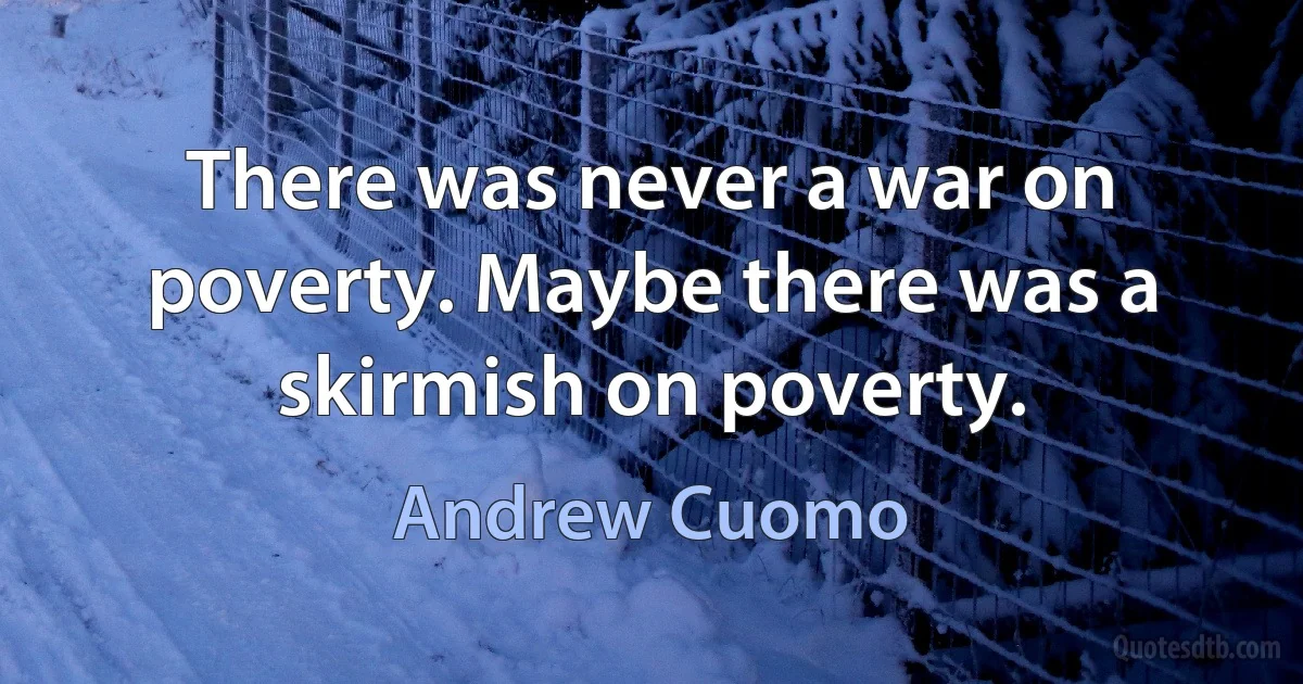 There was never a war on poverty. Maybe there was a skirmish on poverty. (Andrew Cuomo)