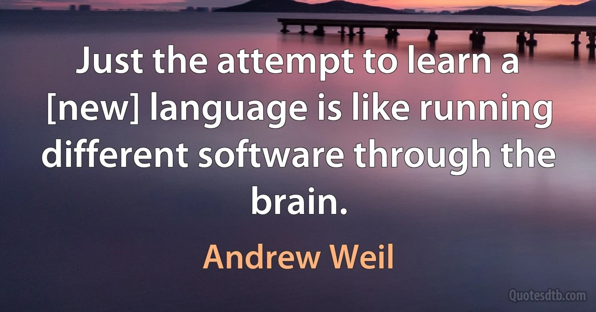 Just the attempt to learn a [new] language is like running different software through the brain. (Andrew Weil)