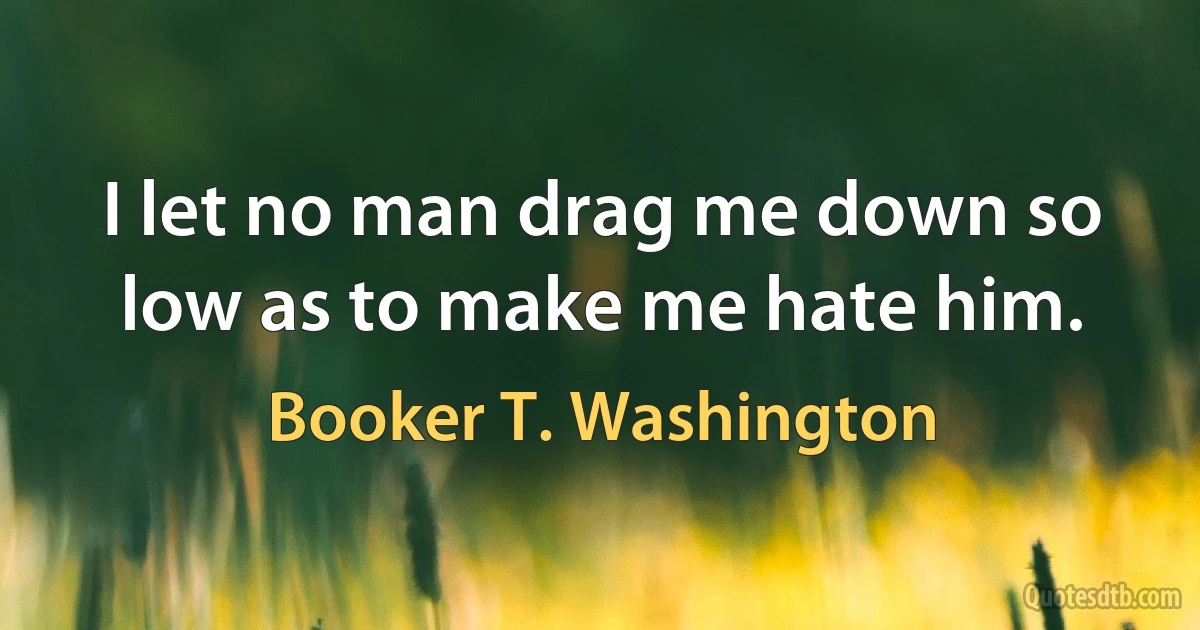 I let no man drag me down so low as to make me hate him. (Booker T. Washington)