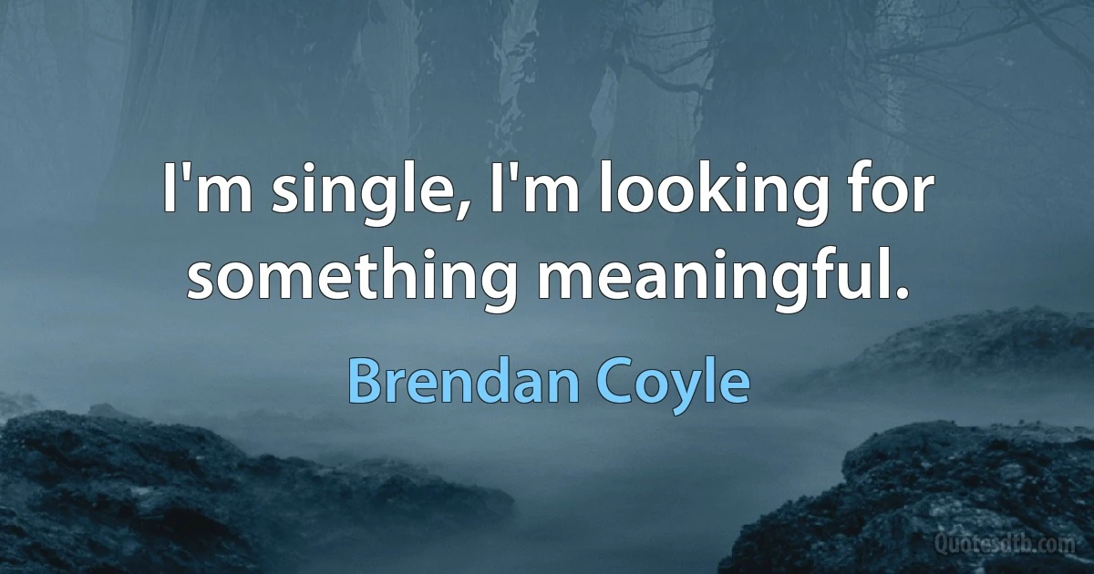 I'm single, I'm looking for something meaningful. (Brendan Coyle)