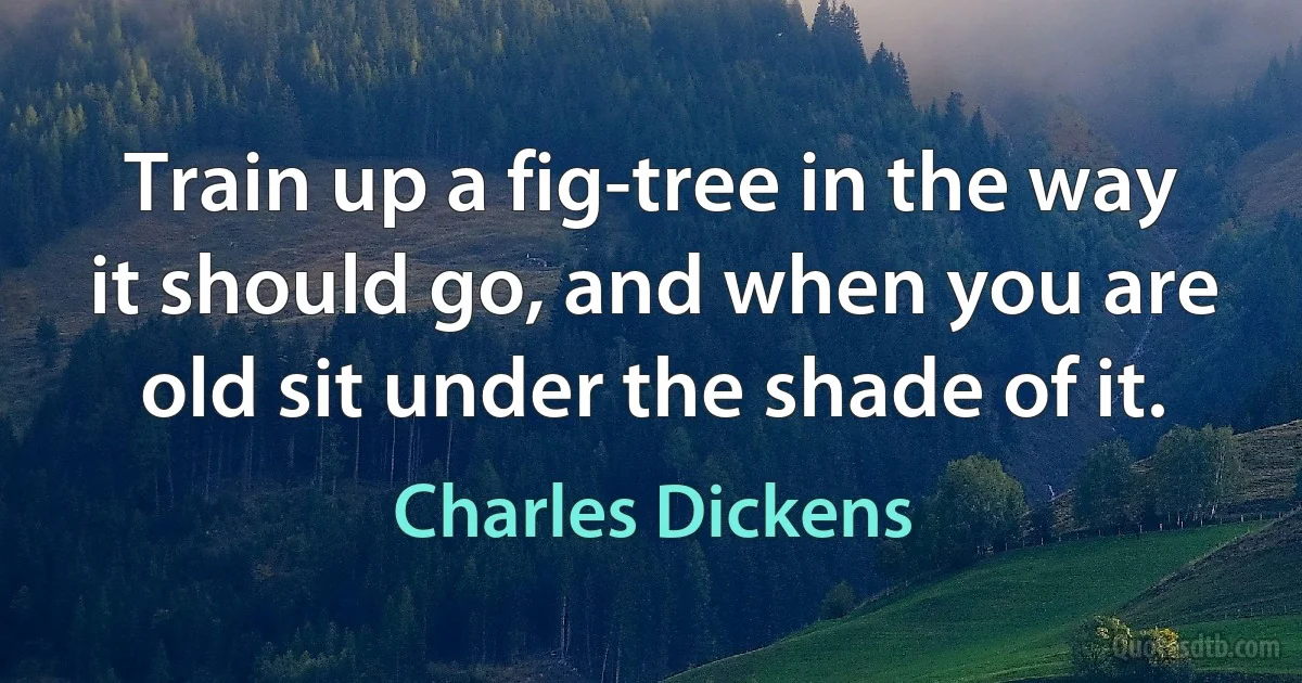 Train up a fig-tree in the way it should go, and when you are old sit under the shade of it. (Charles Dickens)