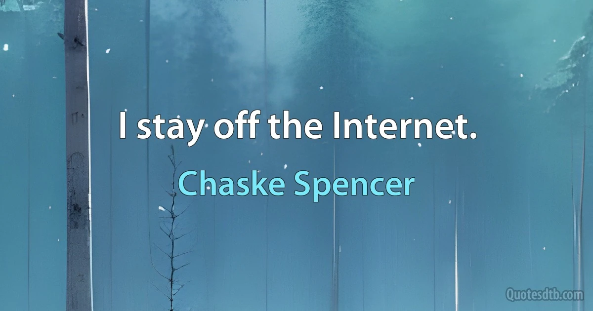 I stay off the Internet. (Chaske Spencer)