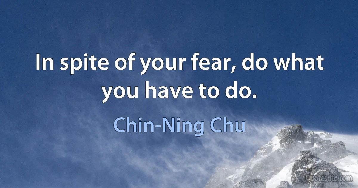 In spite of your fear, do what you have to do. (Chin-Ning Chu)