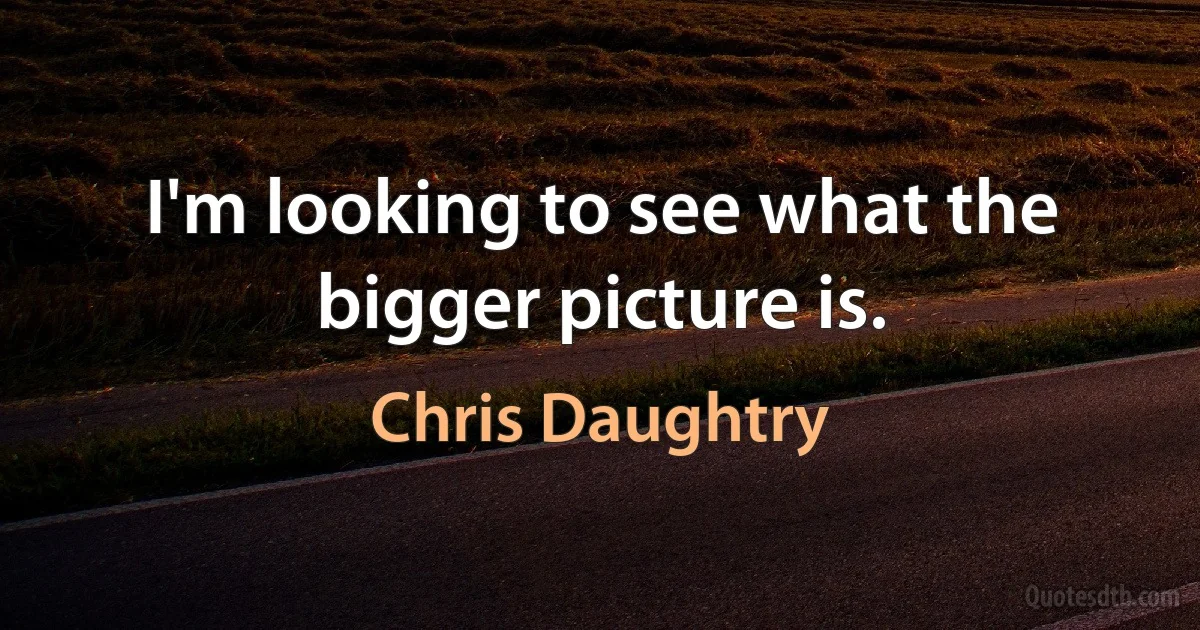 I'm looking to see what the bigger picture is. (Chris Daughtry)