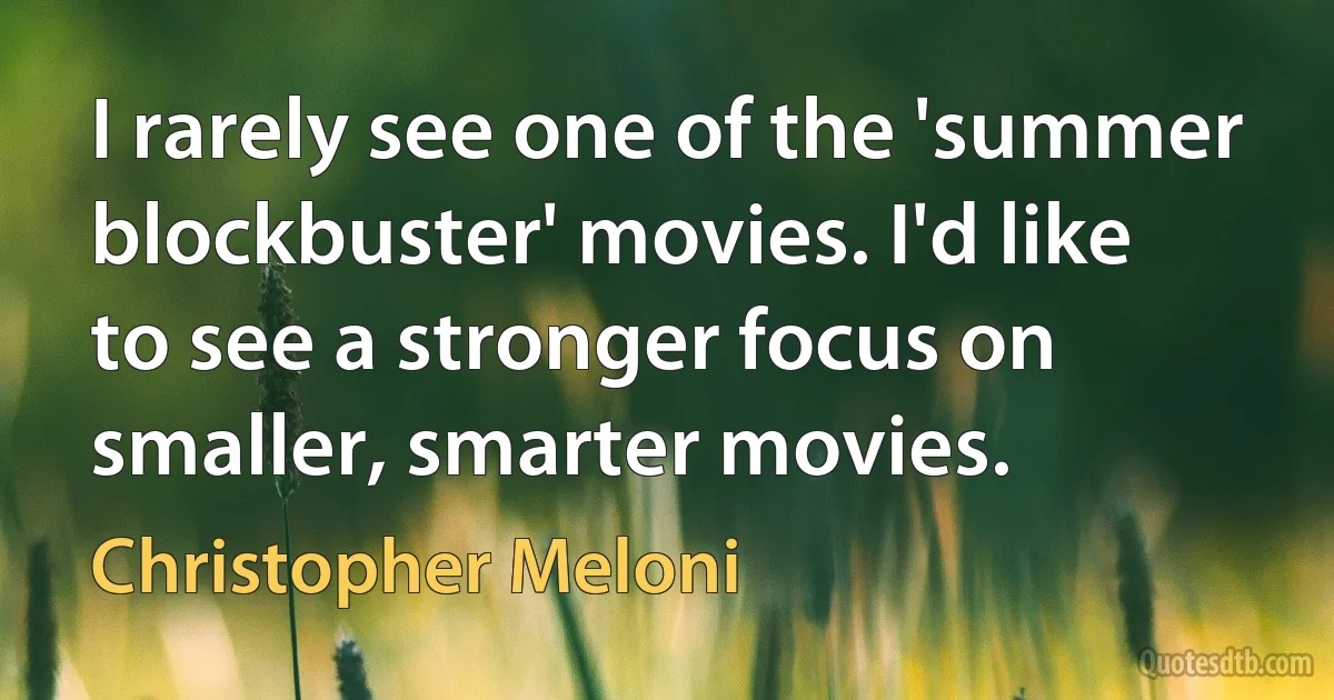 I rarely see one of the 'summer blockbuster' movies. I'd like to see a stronger focus on smaller, smarter movies. (Christopher Meloni)