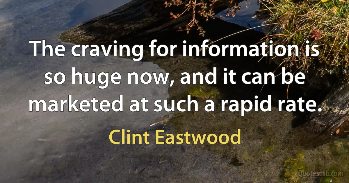 The craving for information is so huge now, and it can be marketed at such a rapid rate. (Clint Eastwood)