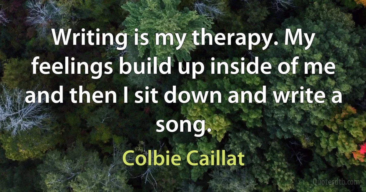 Writing is my therapy. My feelings build up inside of me and then I sit down and write a song. (Colbie Caillat)