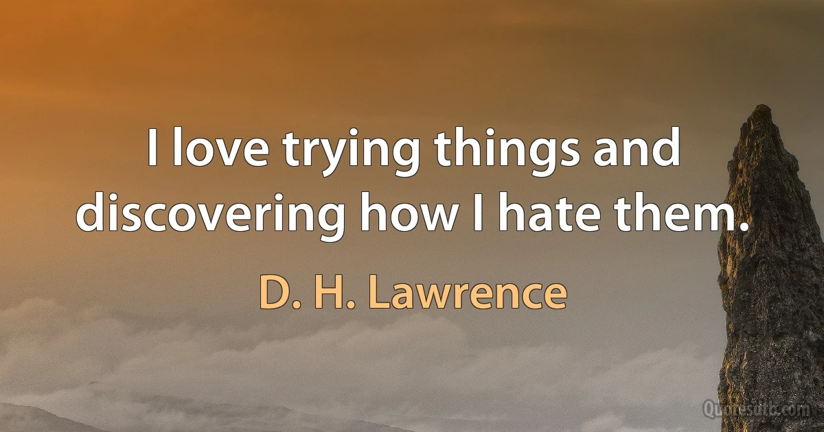 I love trying things and discovering how I hate them. (D. H. Lawrence)