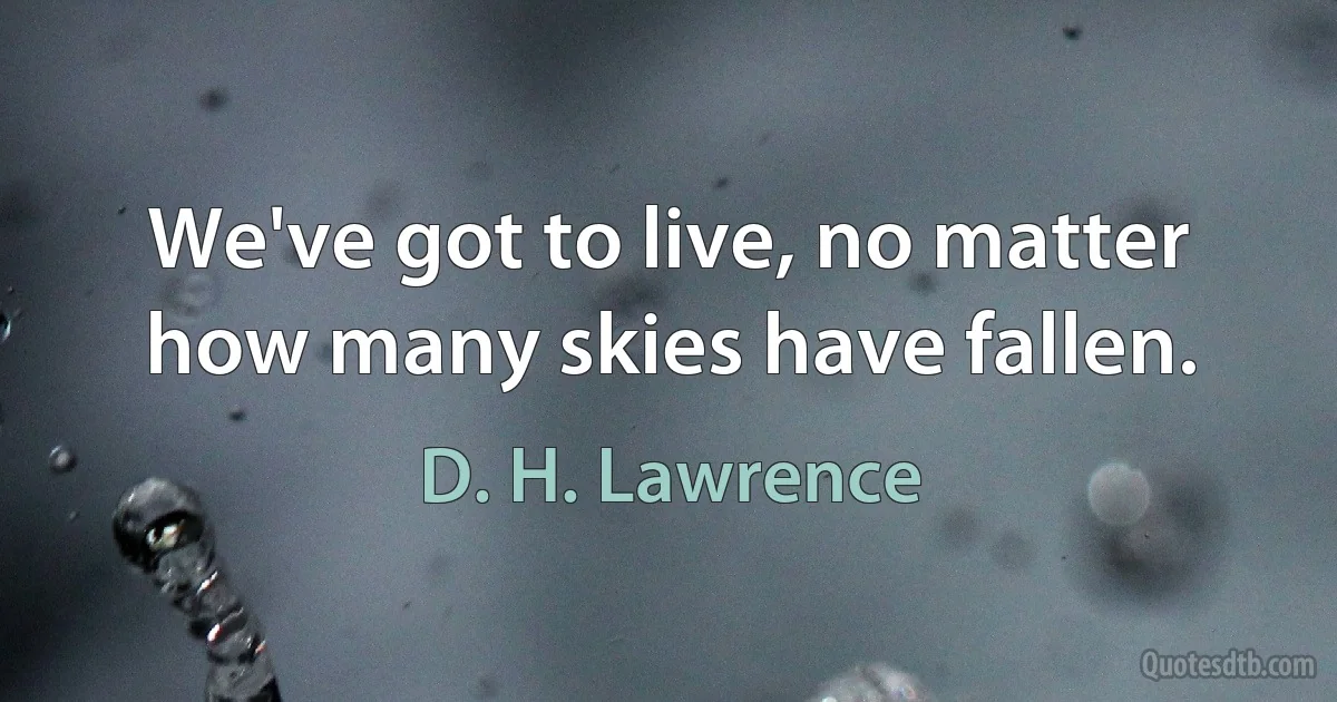 We've got to live, no matter how many skies have fallen. (D. H. Lawrence)