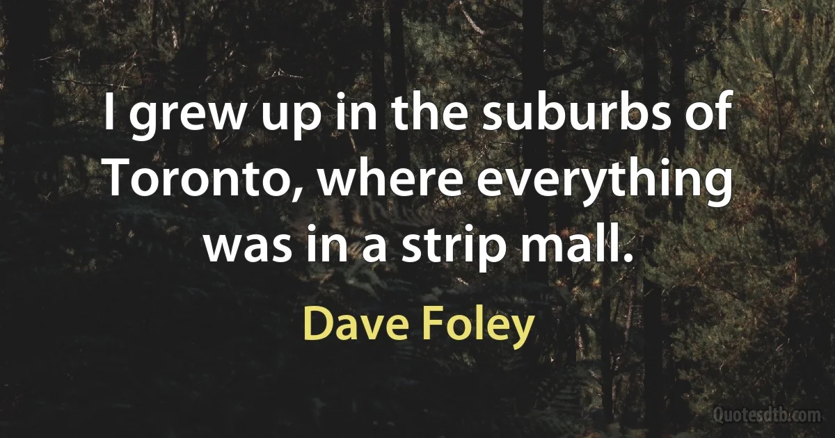 I grew up in the suburbs of Toronto, where everything was in a strip mall. (Dave Foley)