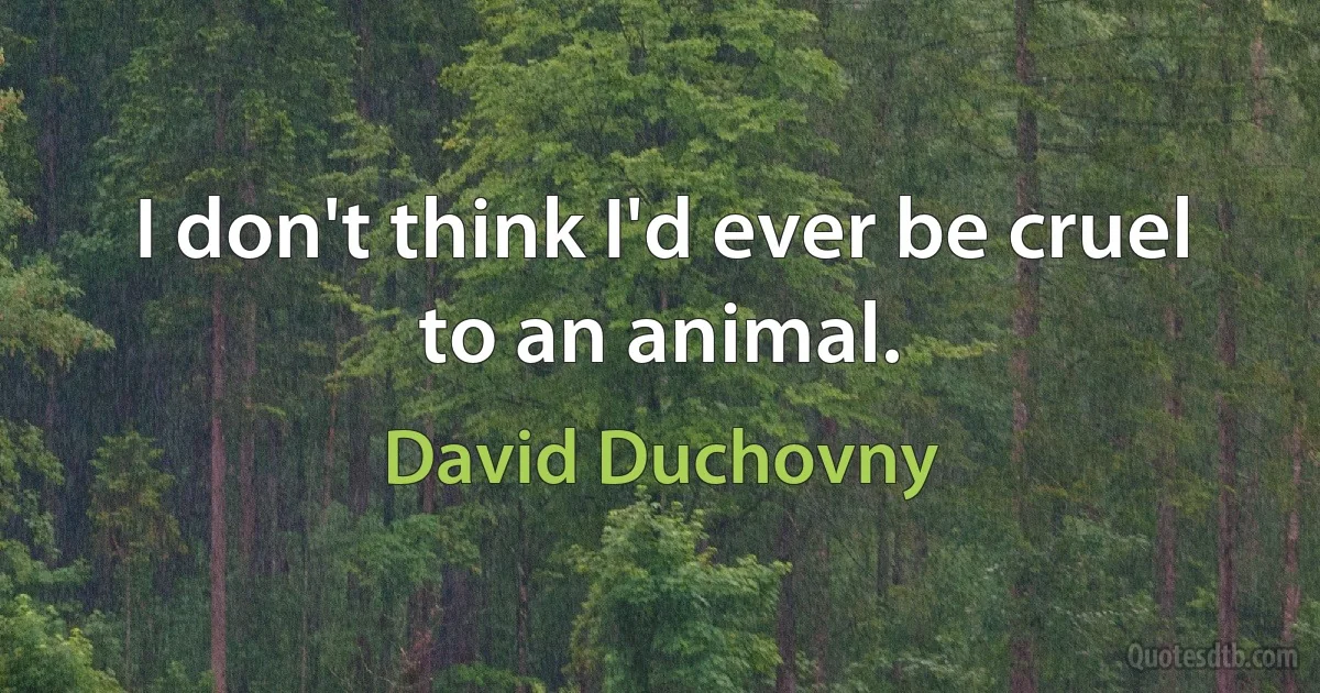 I don't think I'd ever be cruel to an animal. (David Duchovny)