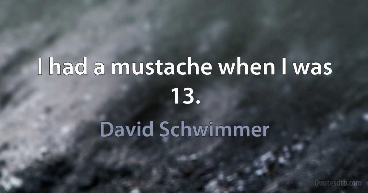 I had a mustache when I was 13. (David Schwimmer)