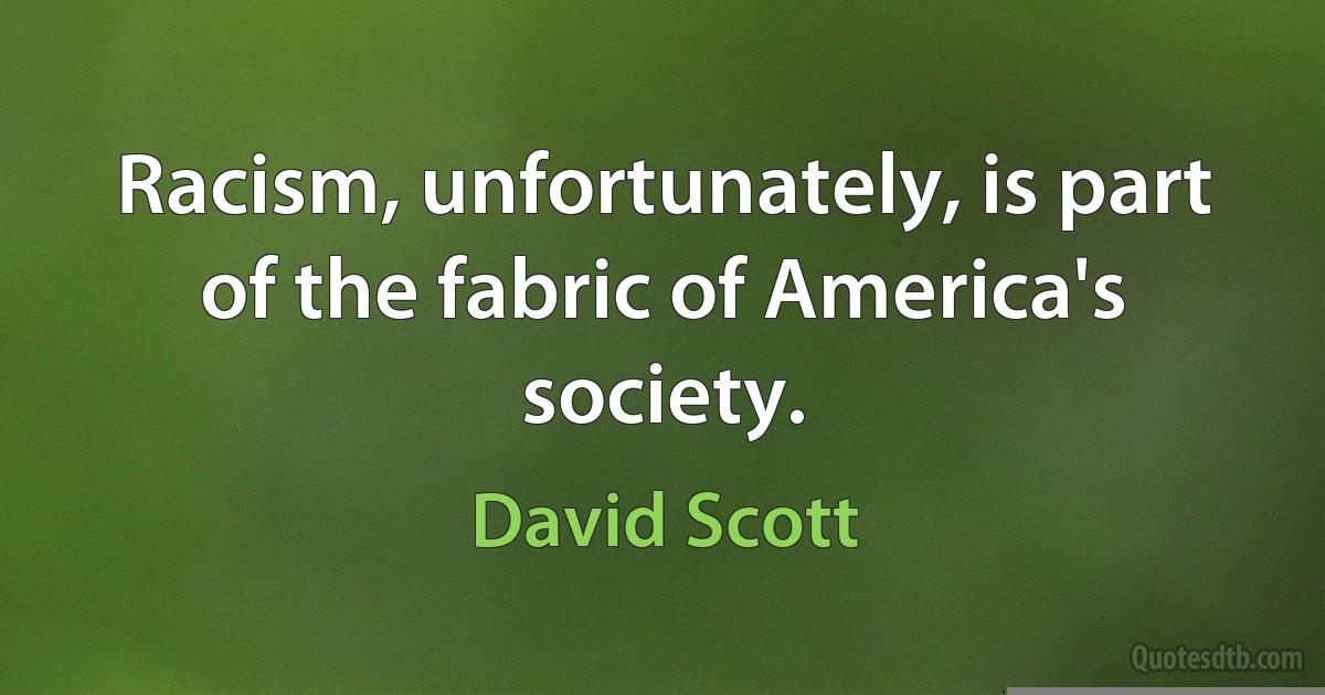 Racism, unfortunately, is part of the fabric of America's society. (David Scott)