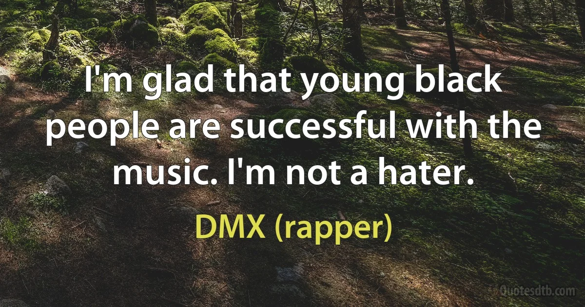 I'm glad that young black people are successful with the music. I'm not a hater. (DMX (rapper))