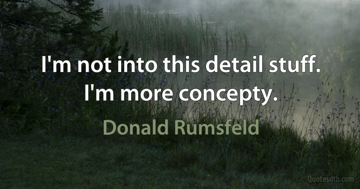 I'm not into this detail stuff. I'm more concepty. (Donald Rumsfeld)