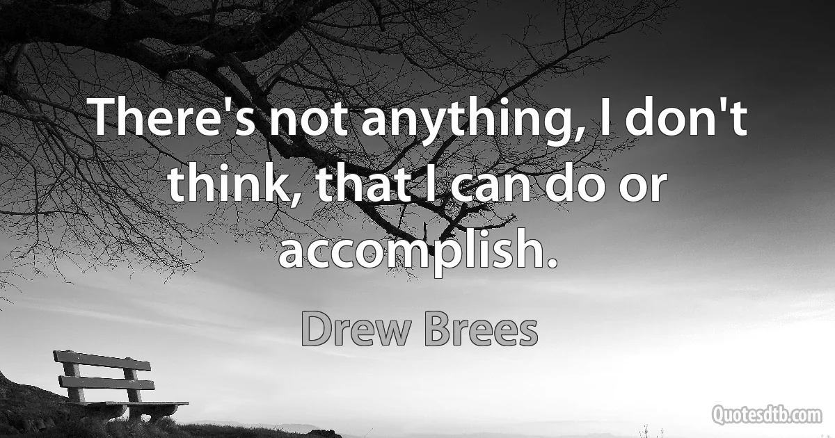 There's not anything, I don't think, that I can do or accomplish. (Drew Brees)