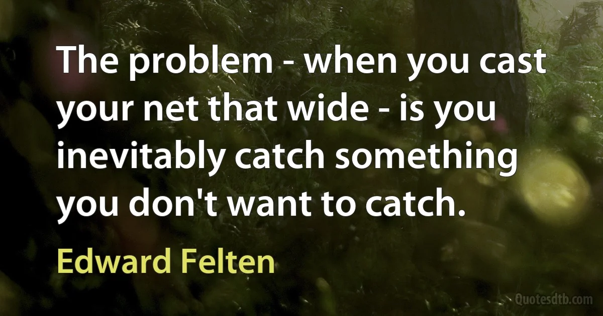 The problem - when you cast your net that wide - is you inevitably catch something you don't want to catch. (Edward Felten)