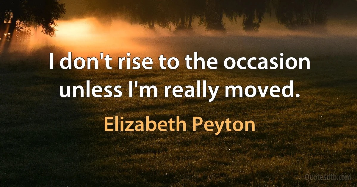 I don't rise to the occasion unless I'm really moved. (Elizabeth Peyton)