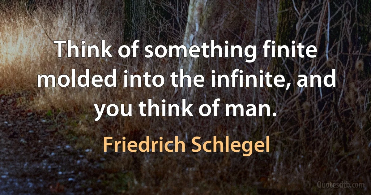 Think of something finite molded into the infinite, and you think of man. (Friedrich Schlegel)