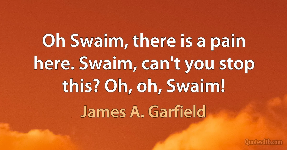 Oh Swaim, there is a pain here. Swaim, can't you stop this? Oh, oh, Swaim! (James A. Garfield)