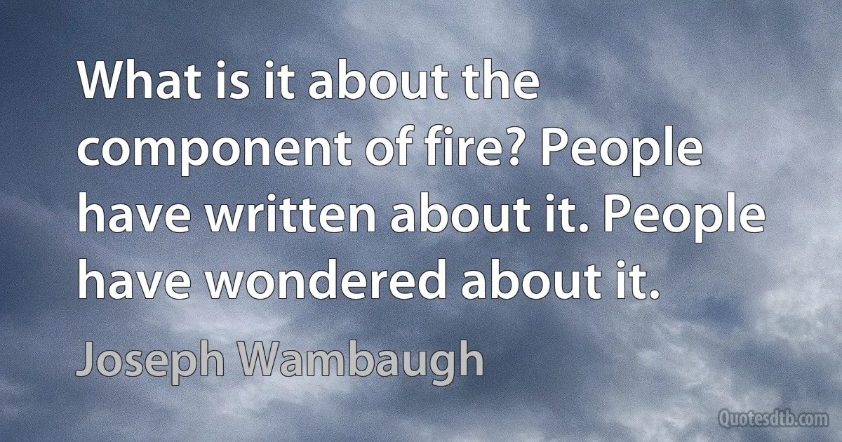 What is it about the component of fire? People have written about it. People have wondered about it. (Joseph Wambaugh)