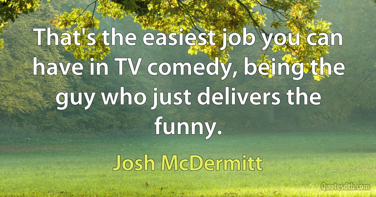 That's the easiest job you can have in TV comedy, being the guy who just delivers the funny. (Josh McDermitt)