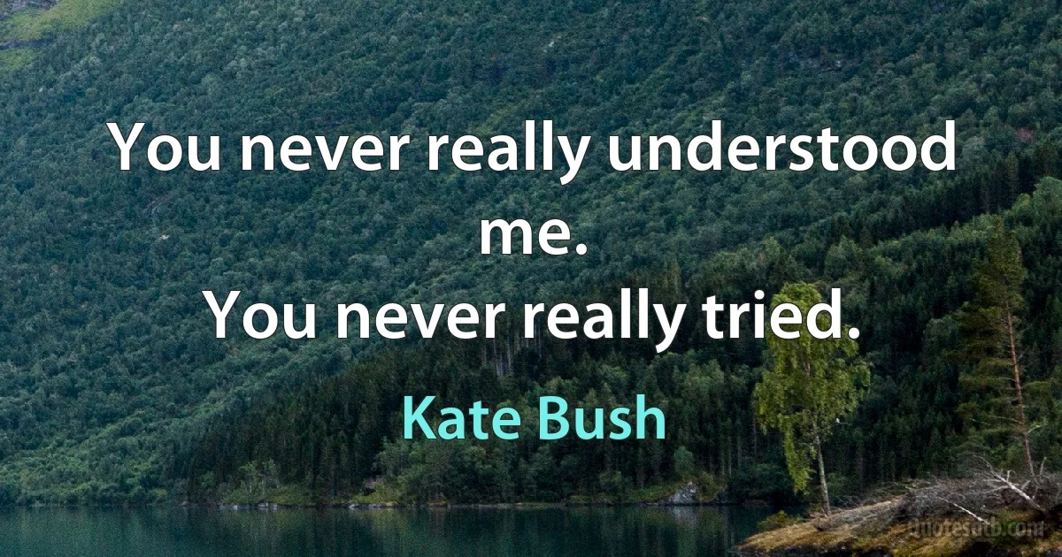 You never really understood me.
You never really tried. (Kate Bush)