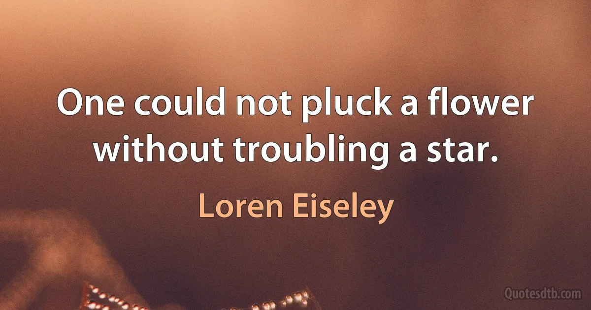 One could not pluck a flower without troubling a star. (Loren Eiseley)