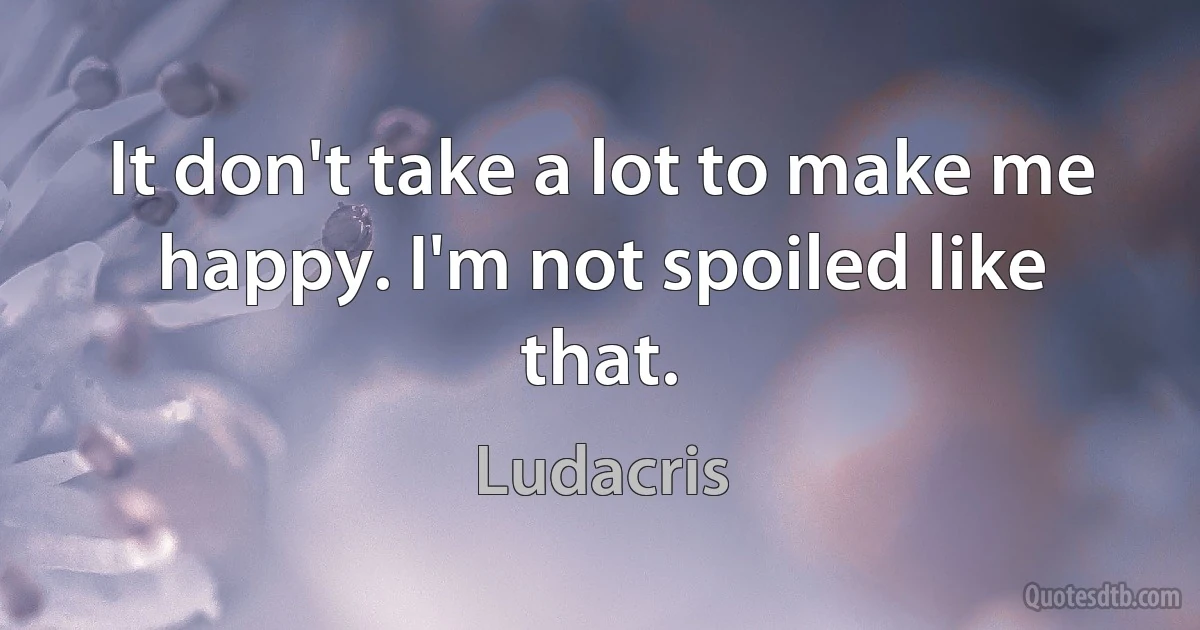 It don't take a lot to make me happy. I'm not spoiled like that. (Ludacris)