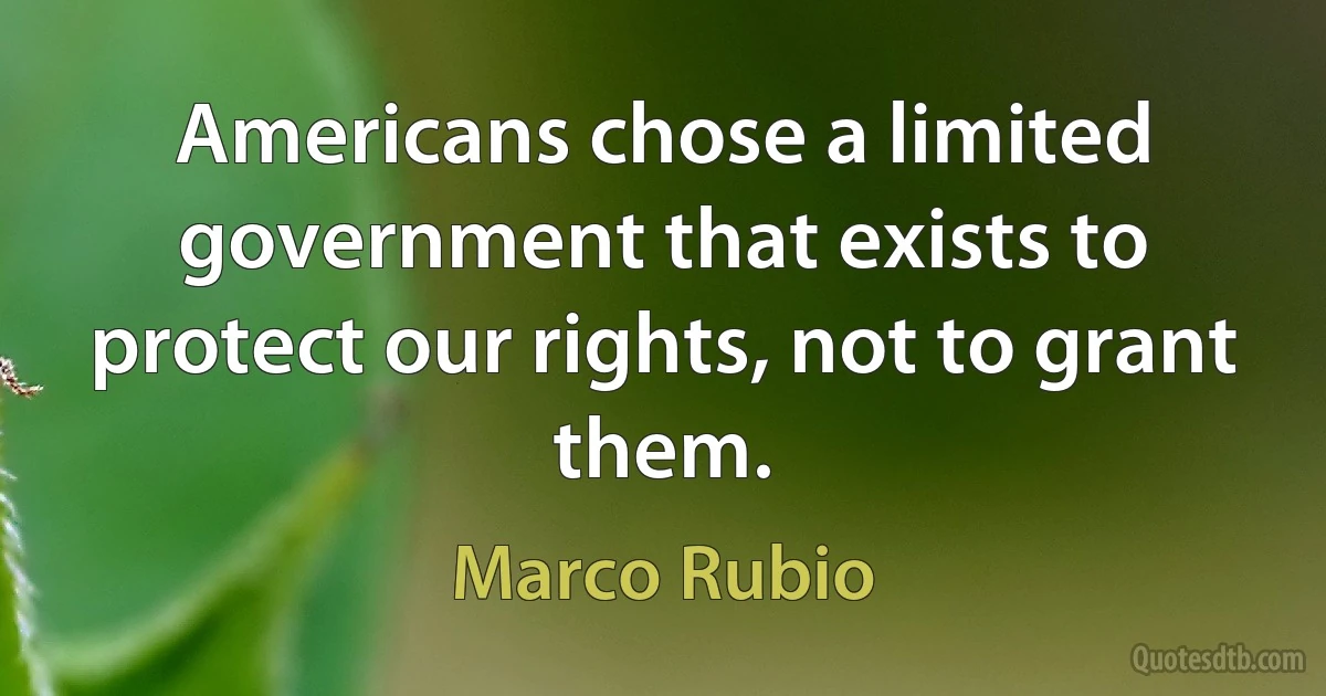 Americans chose a limited government that exists to protect our rights, not to grant them. (Marco Rubio)