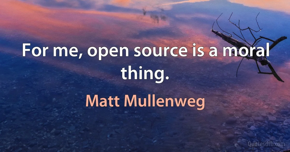 For me, open source is a moral thing. (Matt Mullenweg)