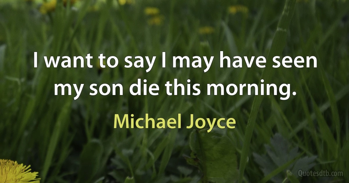 I want to say I may have seen my son die this morning. (Michael Joyce)