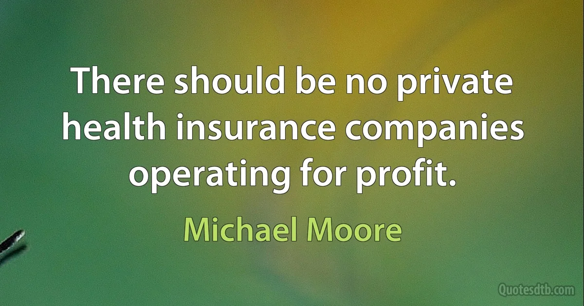 There should be no private health insurance companies operating for profit. (Michael Moore)