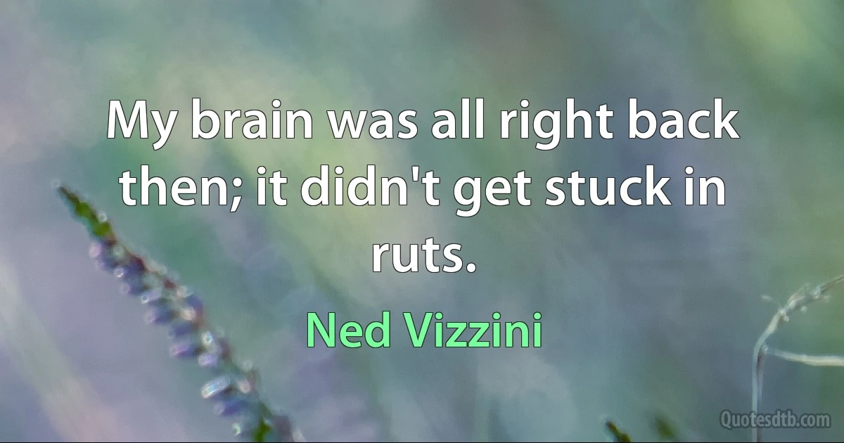 My brain was all right back then; it didn't get stuck in ruts. (Ned Vizzini)