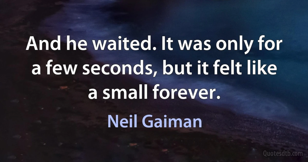 And he waited. It was only for a few seconds, but it felt like a small forever. (Neil Gaiman)