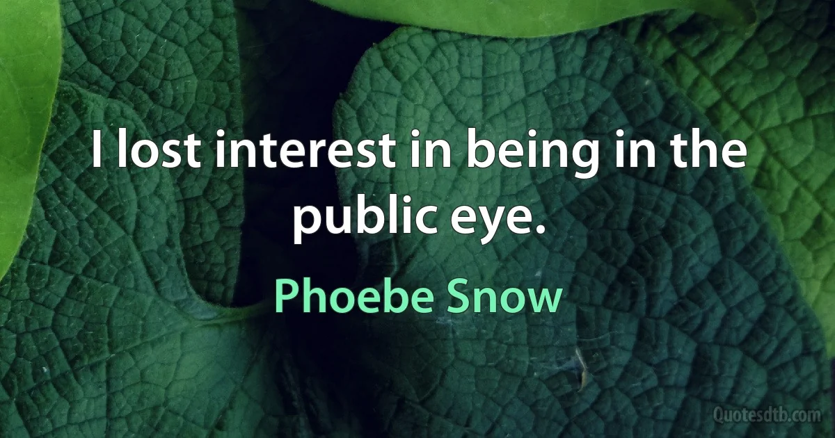 I lost interest in being in the public eye. (Phoebe Snow)