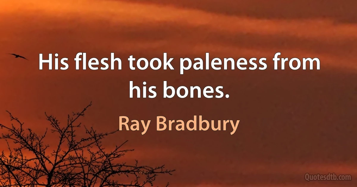 His flesh took paleness from his bones. (Ray Bradbury)