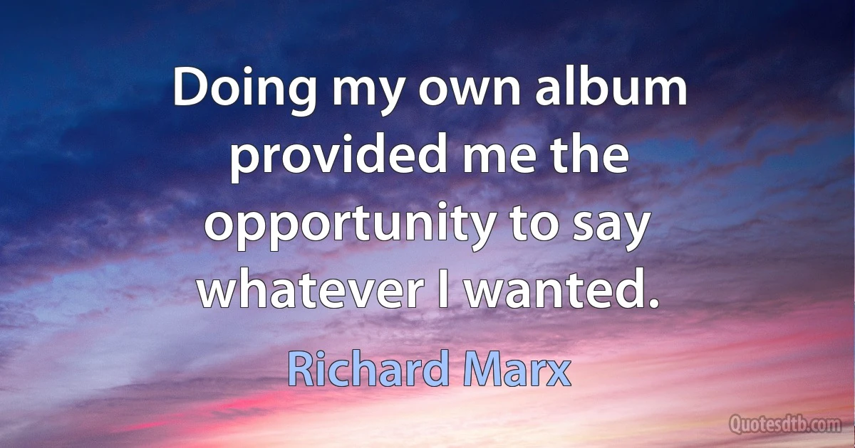 Doing my own album provided me the opportunity to say whatever I wanted. (Richard Marx)